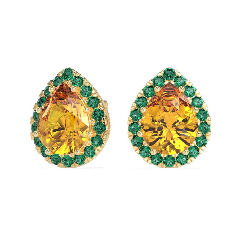 Classic Pear shape Halo Stud Earrings