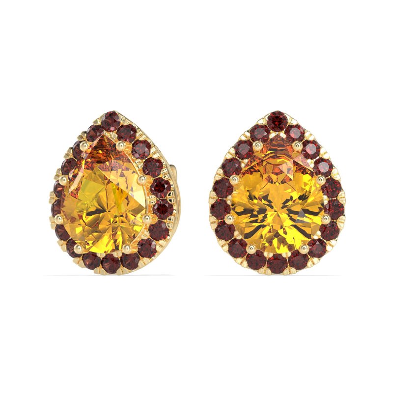 Classic Pear shape Halo Stud Earrings