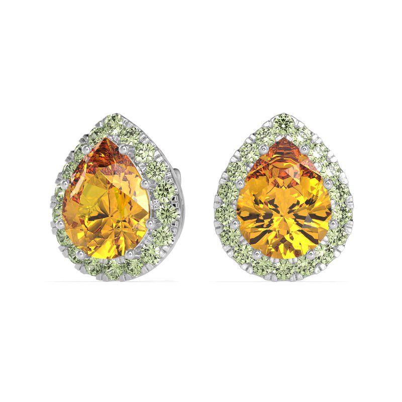 Classic Pear shape Halo Stud Earrings