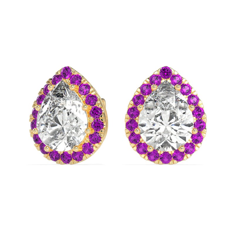 Classic Pear shape Halo Stud Earrings