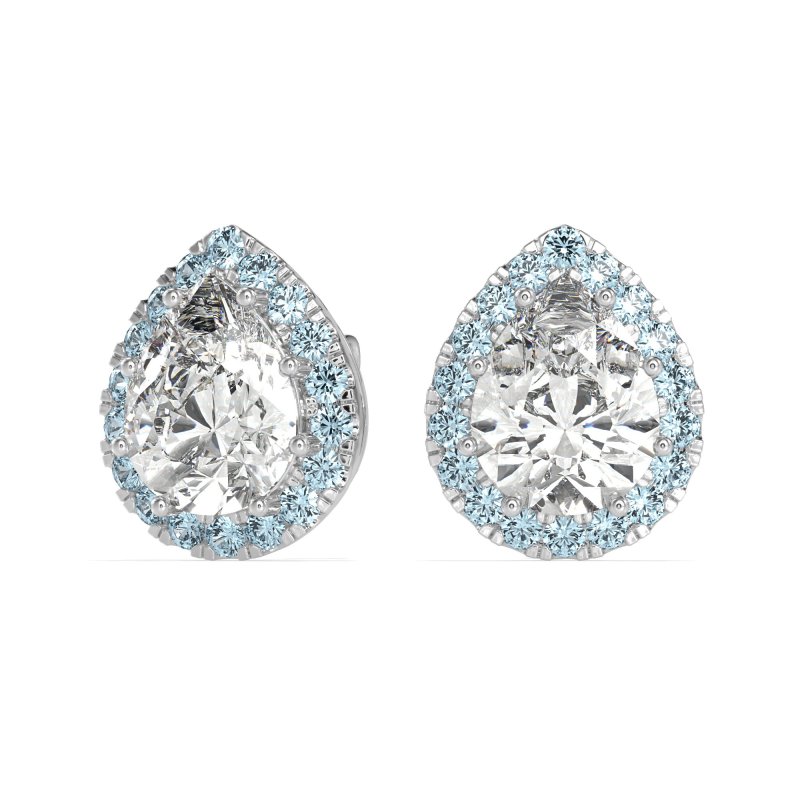 Classic Pear shape Halo Stud Earrings