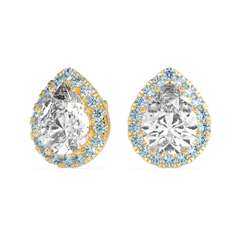 Classic Pear shape Halo Stud Earrings