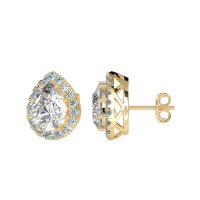 Classic Pear shape Halo Stud Earrings