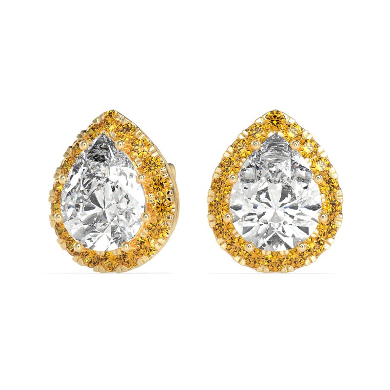 Classic Pear shape Halo Stud Earrings