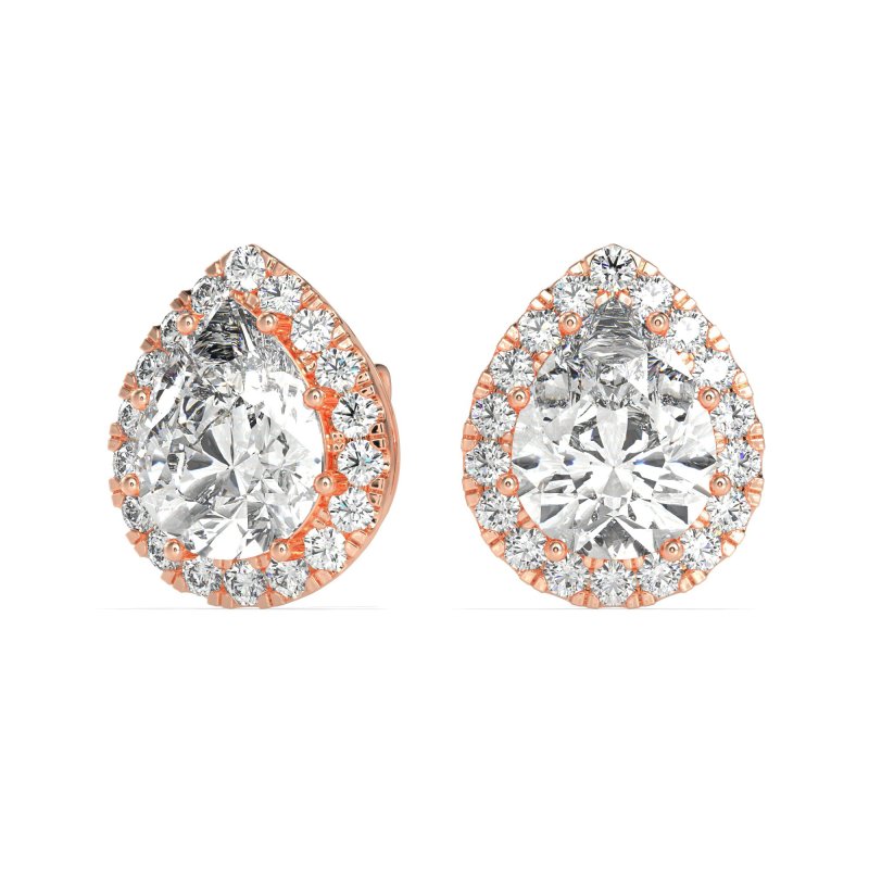 Classic Pear shape Halo Stud Earrings