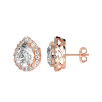 Classic Pear shape Halo Stud Earrings