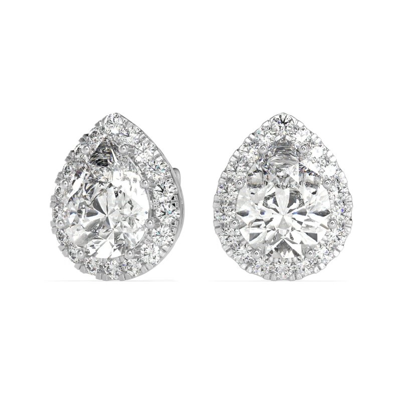 Classic Pear shape Halo Stud Earrings