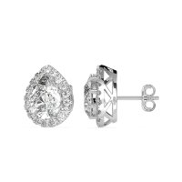 Classic Pear shape Halo Stud Earrings