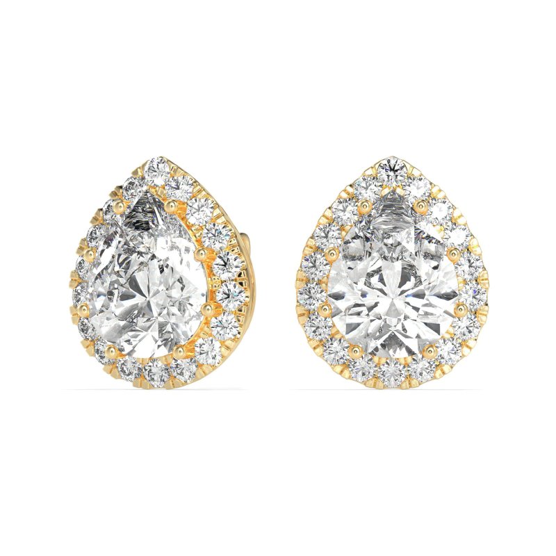 Classic Pear shape Halo Stud Earrings