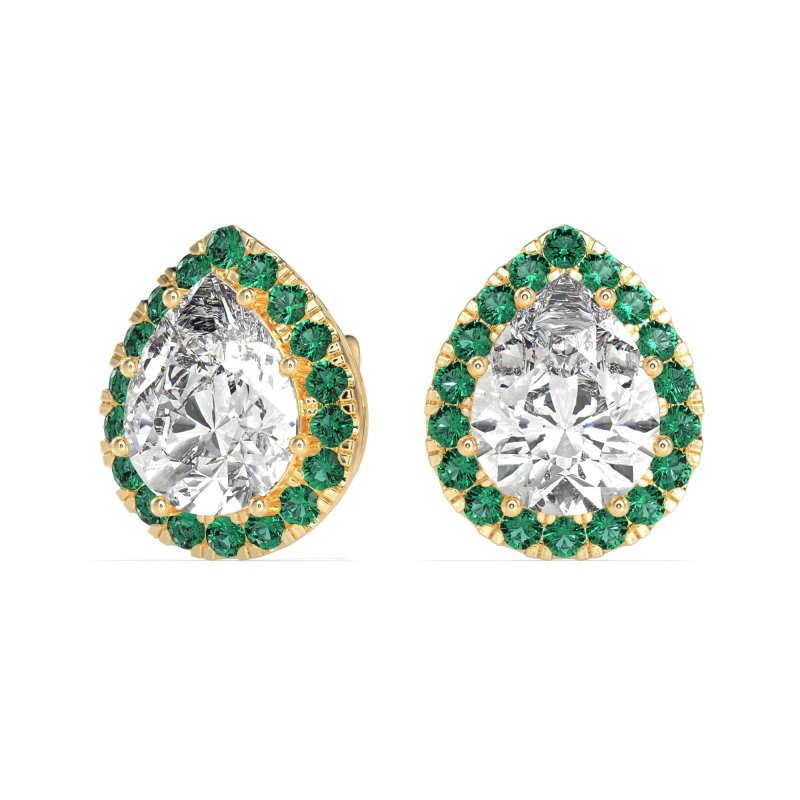 Classic Pear shape Halo Stud Earrings