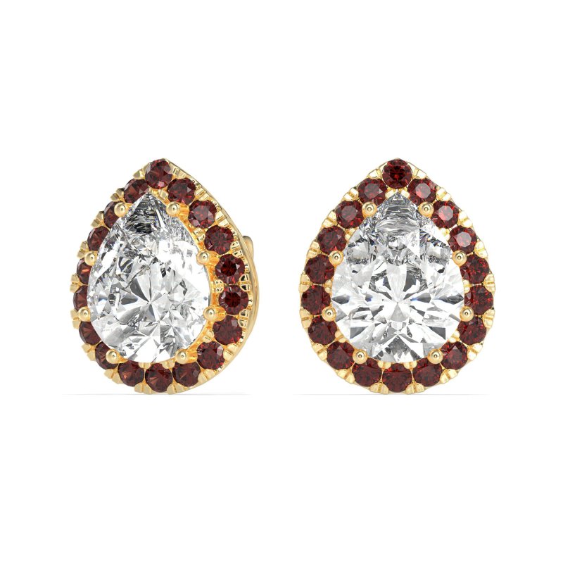 Classic Pear shape Halo Stud Earrings