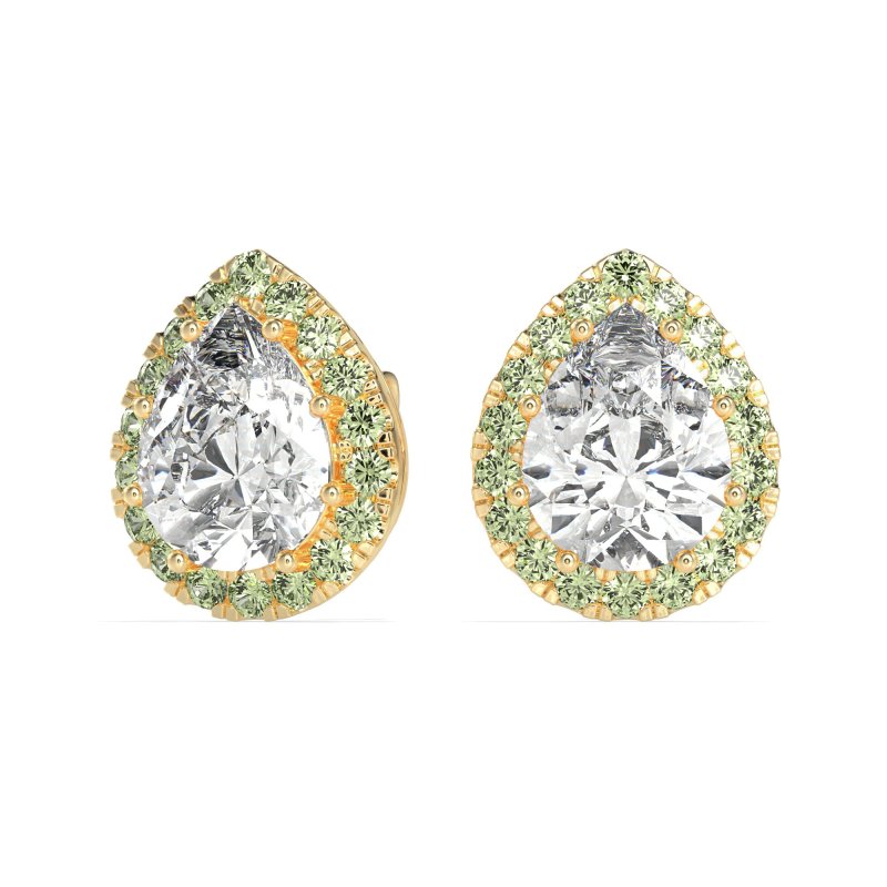 Classic Pear shape Halo Stud Earrings