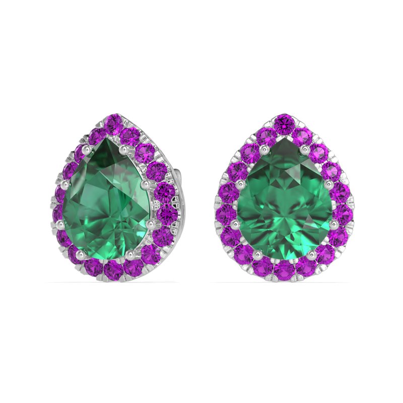 Classic Pear shape Halo Stud Earrings