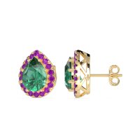 Classic Pear shape Halo Stud Earrings
