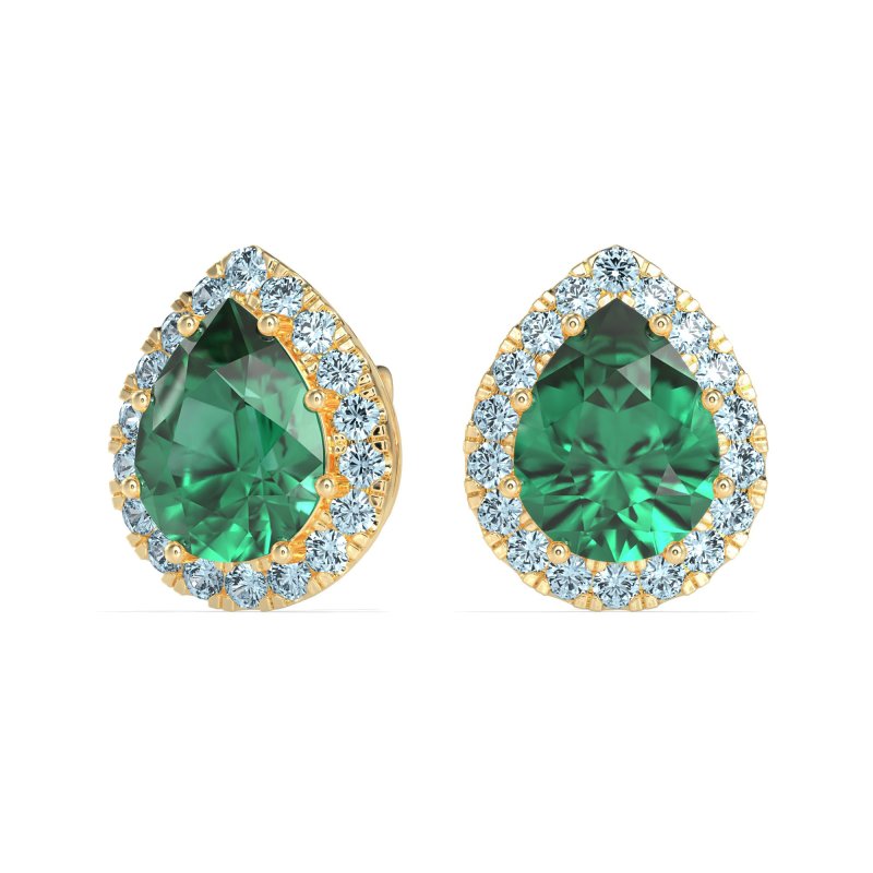 Classic Pear shape Halo Stud Earrings