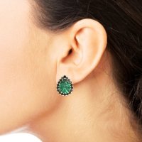 Classic Pear shape Halo Stud Earrings