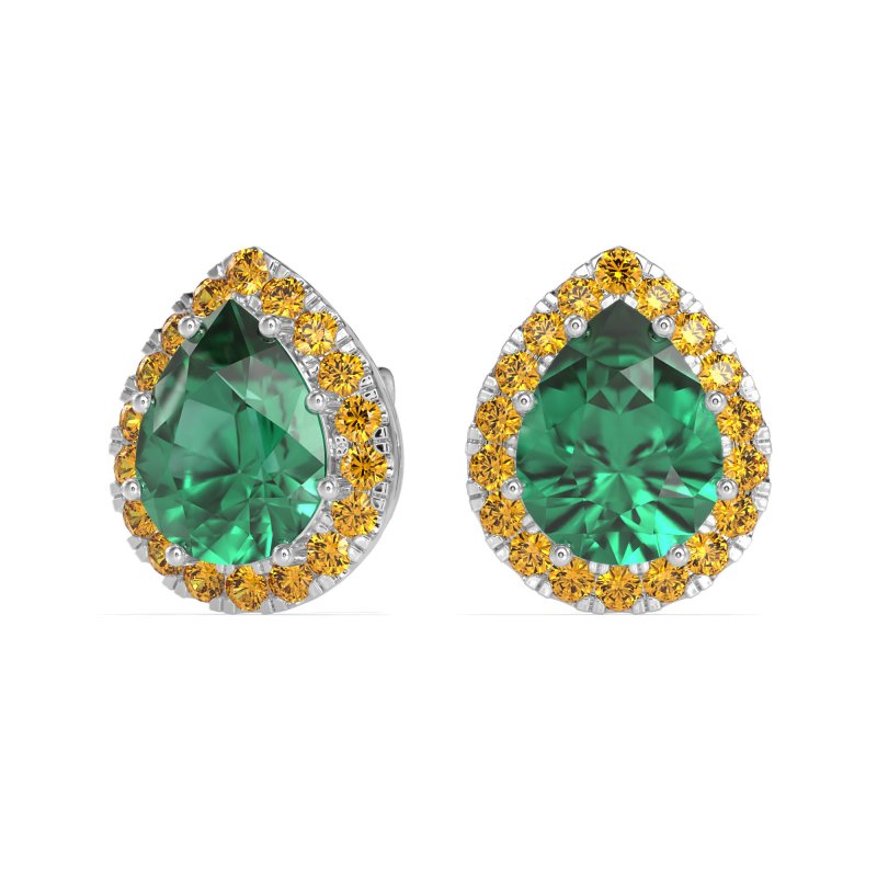 Classic Pear shape Halo Stud Earrings