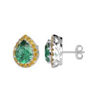 Classic Pear shape Halo Stud Earrings