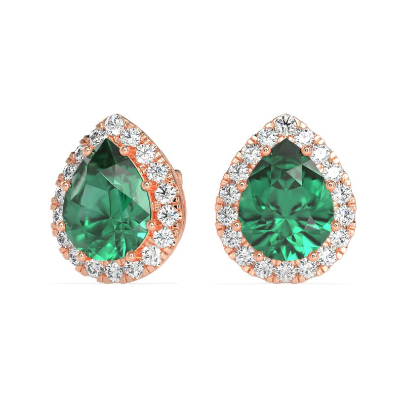 Classic Pear shape Halo Stud Earrings