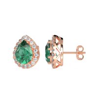 Classic Pear shape Halo Stud Earrings