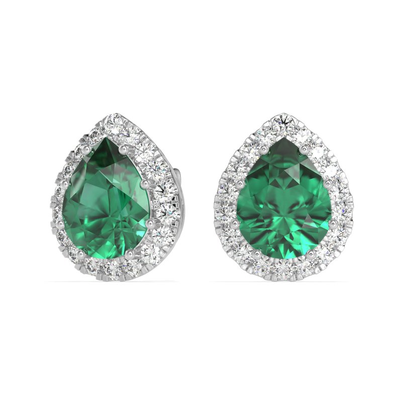 Classic Pear shape Halo Stud Earrings