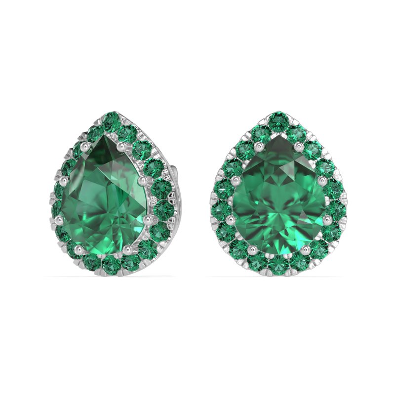 Classic Pear shape Halo Stud Earrings
