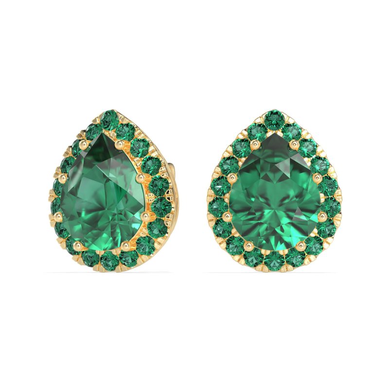 Classic Pear shape Halo Stud Earrings