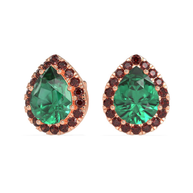 Classic Pear shape Halo Stud Earrings