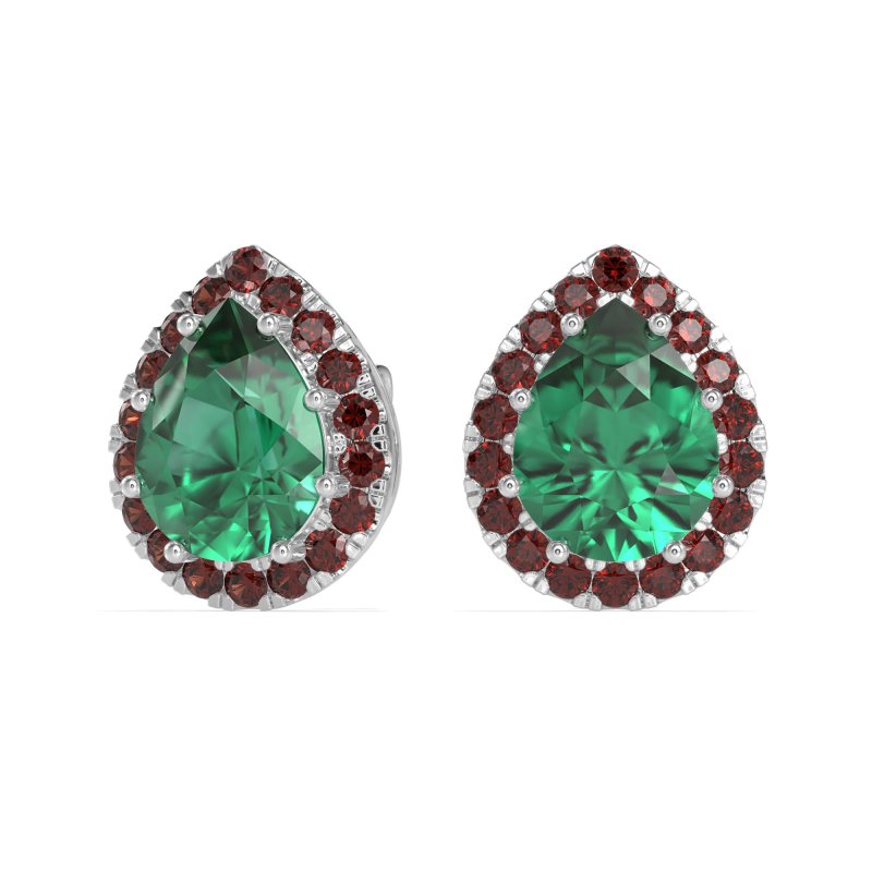 Classic Pear shape Halo Stud Earrings