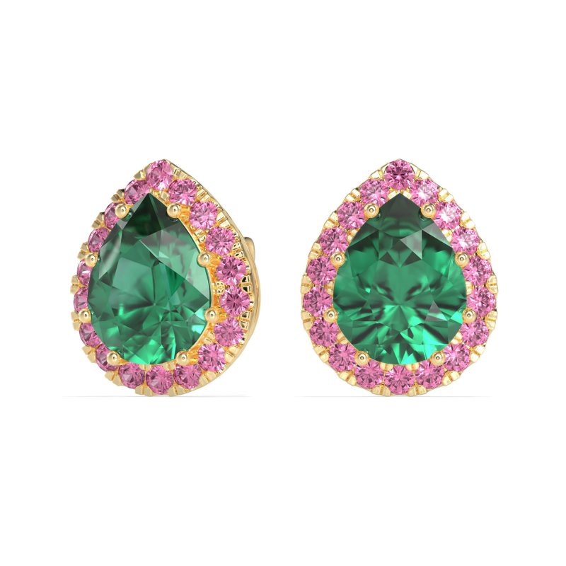 Classic Pear shape Halo Stud Earrings