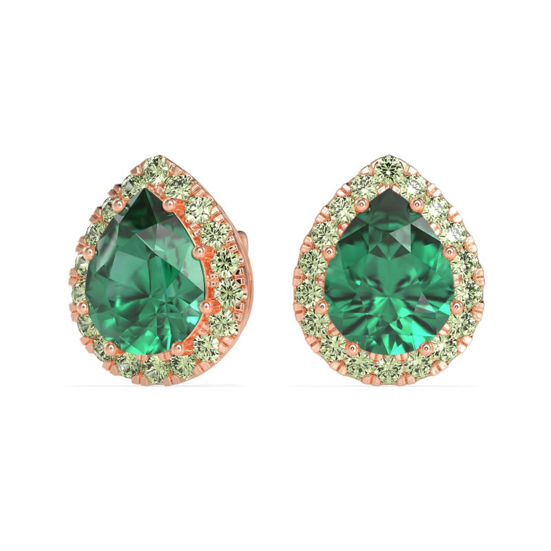 Classic Pear shape Halo Stud Earrings