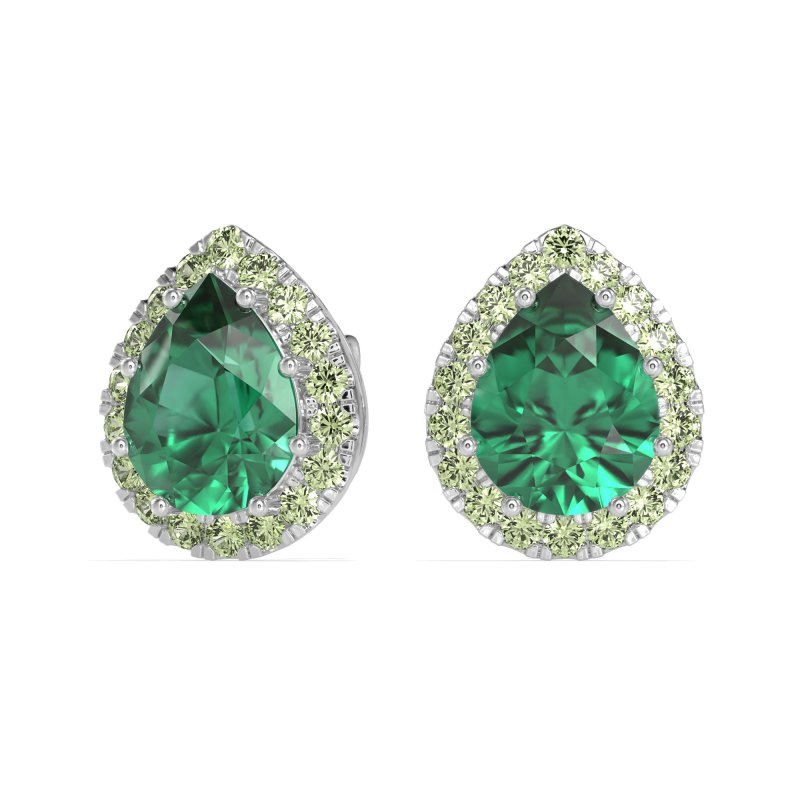Classic Pear shape Halo Stud Earrings