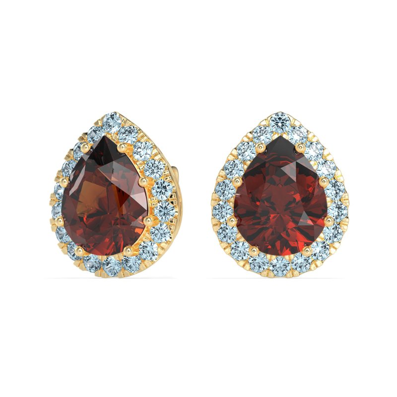 Classic Pear shape Halo Stud Earrings