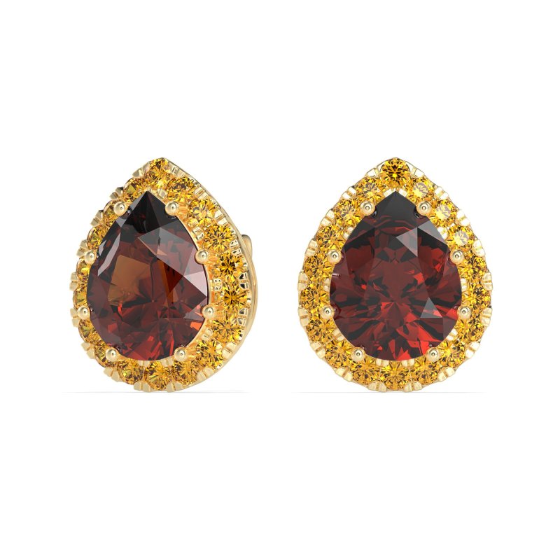 Classic Pear shape Halo Stud Earrings