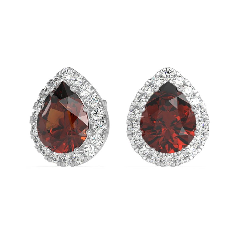 Classic Pear shape Halo Stud Earrings