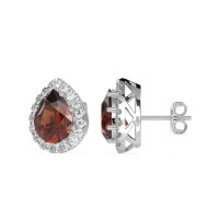 Classic Pear shape Halo Stud Earrings