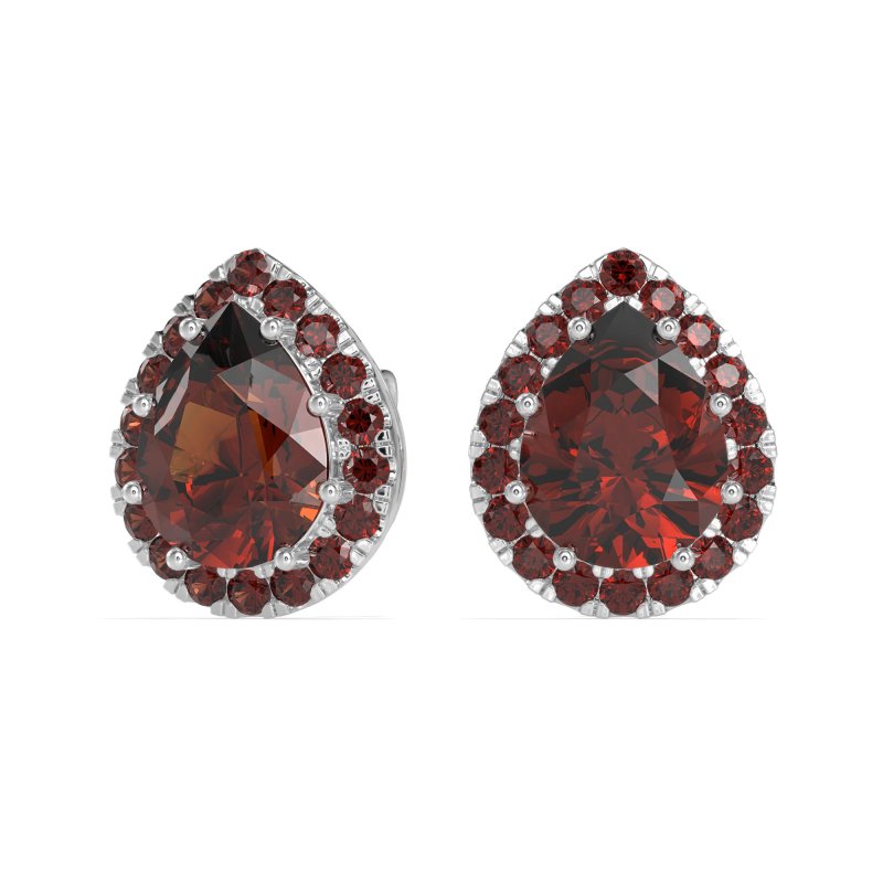 Classic Pear shape Halo Stud Earrings