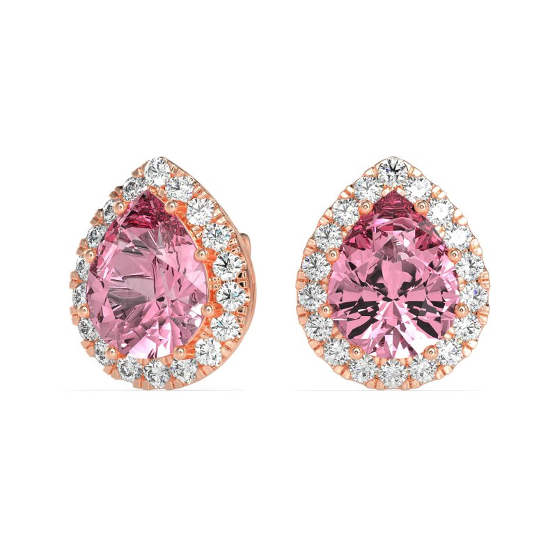 Classic Pear shape Halo Stud Earrings