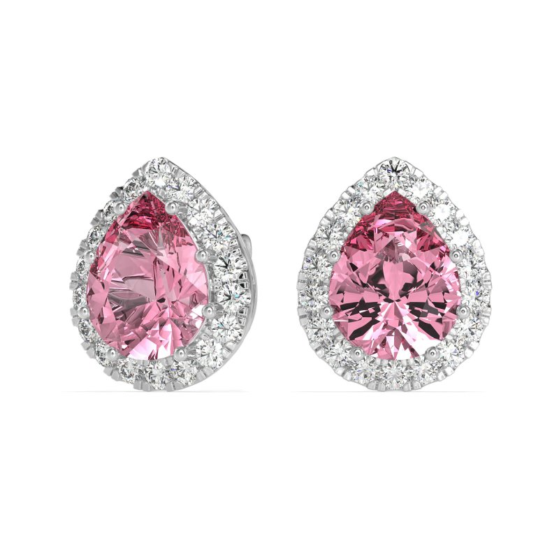 Classic Pear shape Halo Stud Earrings