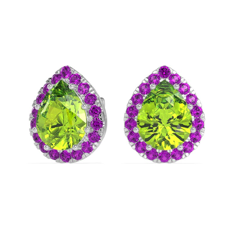 Classic Pear shape Halo Stud Earrings
