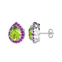 Classic Pear shape Halo Stud Earrings