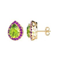 Classic Pear shape Halo Stud Earrings