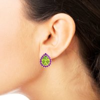 Classic Pear shape Halo Stud Earrings