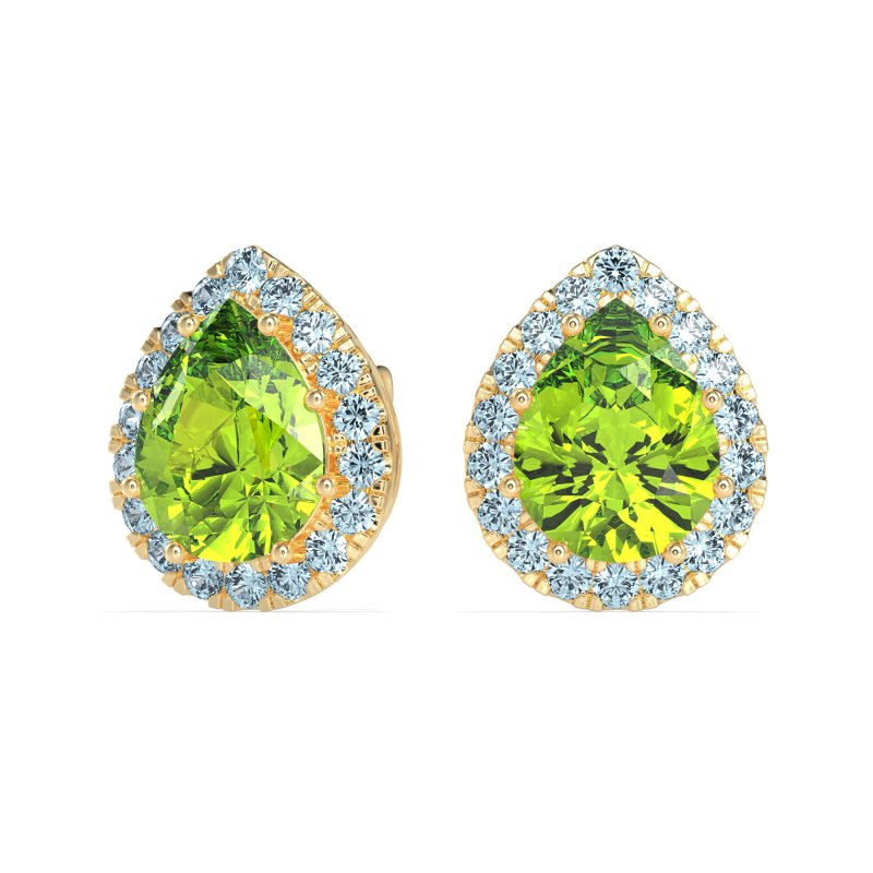 Classic Pear shape Halo Stud Earrings