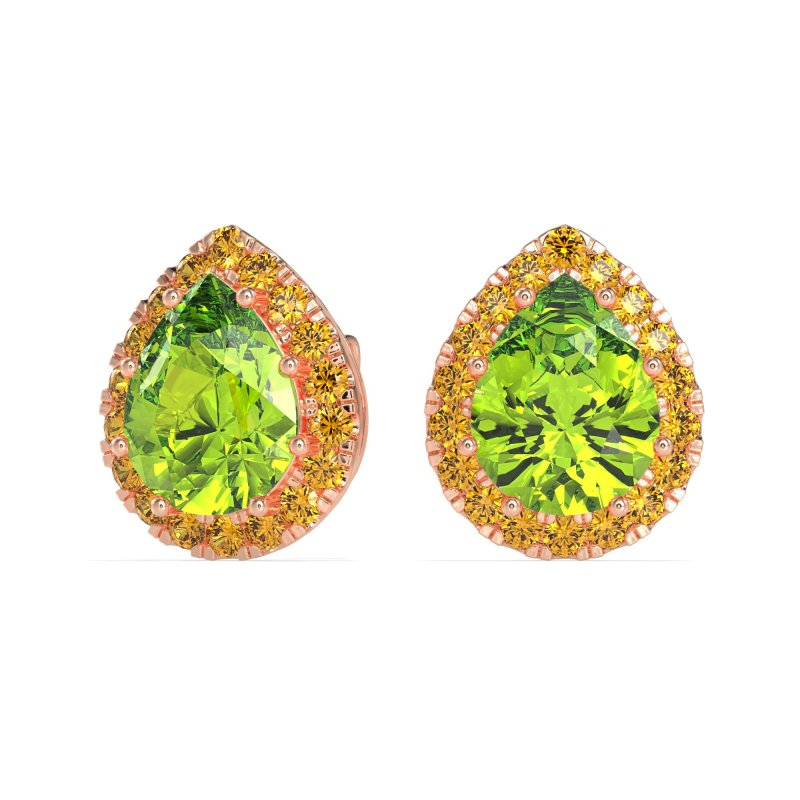 Classic Pear shape Halo Stud Earrings
