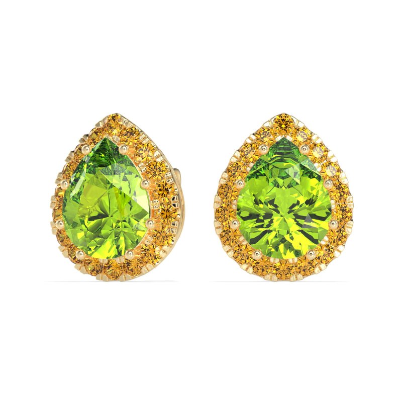 Classic Pear shape Halo Stud Earrings