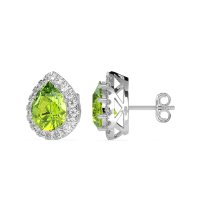 Classic Pear shape Halo Stud Earrings
