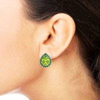 Classic Pear shape Halo Stud Earrings