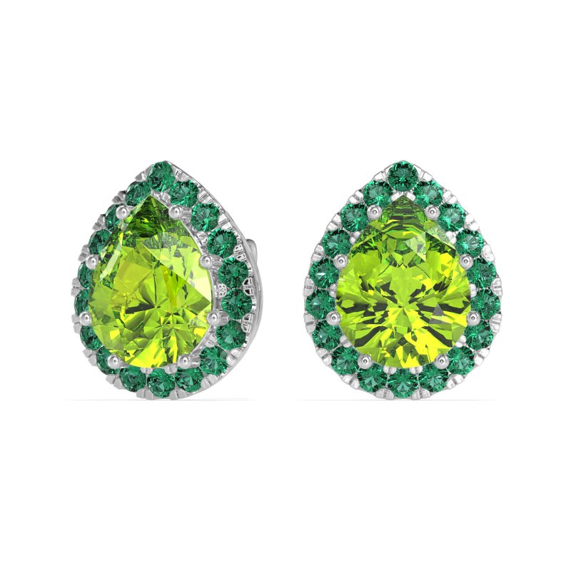 Classic Pear shape Halo Stud Earrings