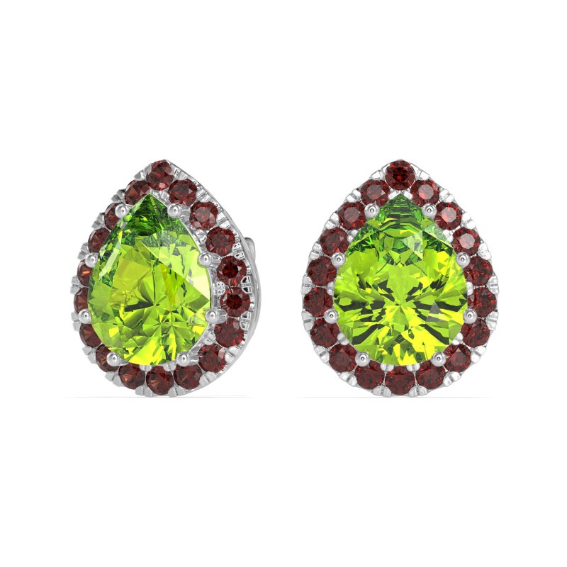 Classic Pear shape Halo Stud Earrings